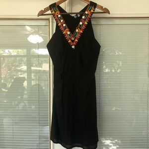 amiani Black Embroidered Dress
